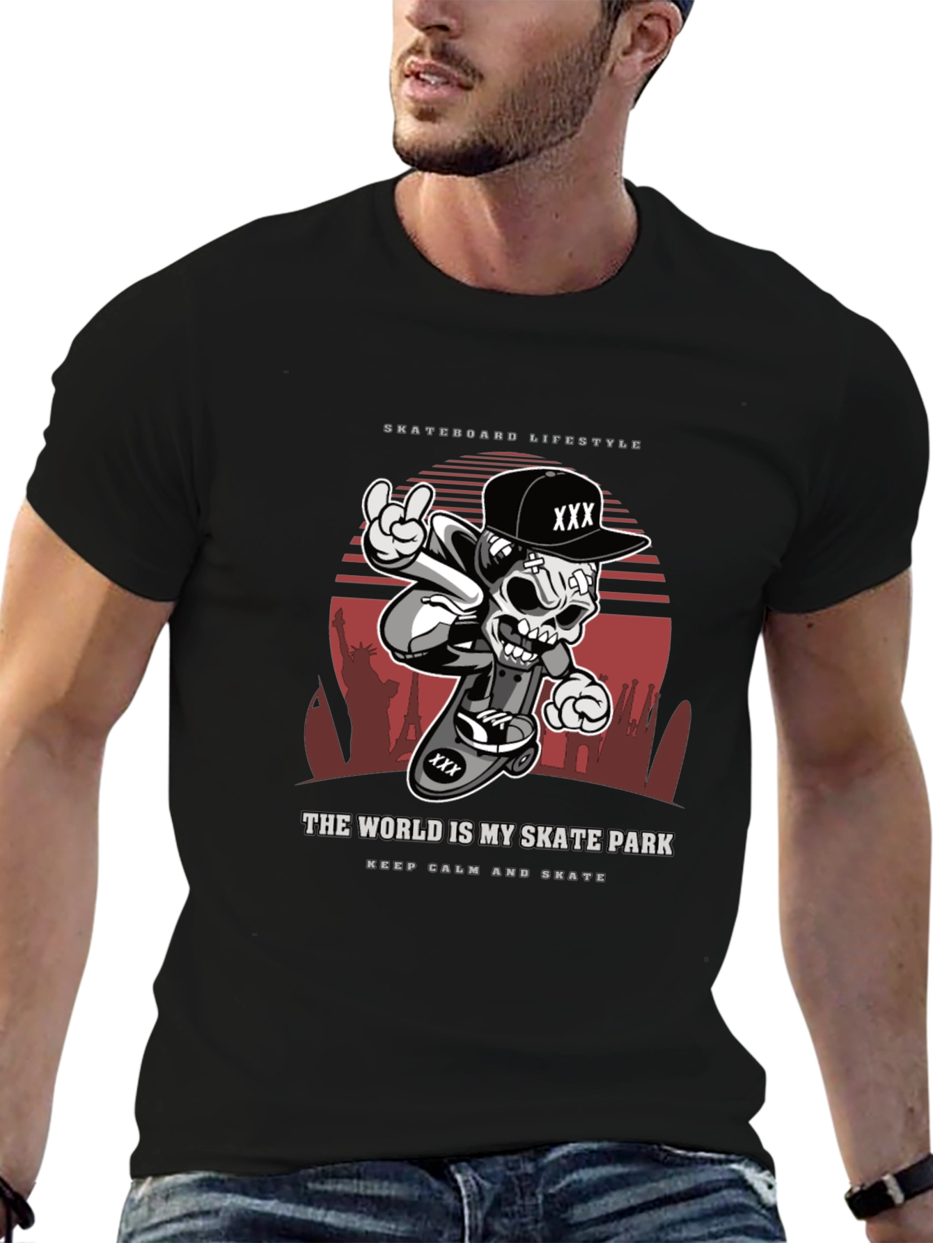 Skateboarding Lifestyle T-Shirt - Skull Design