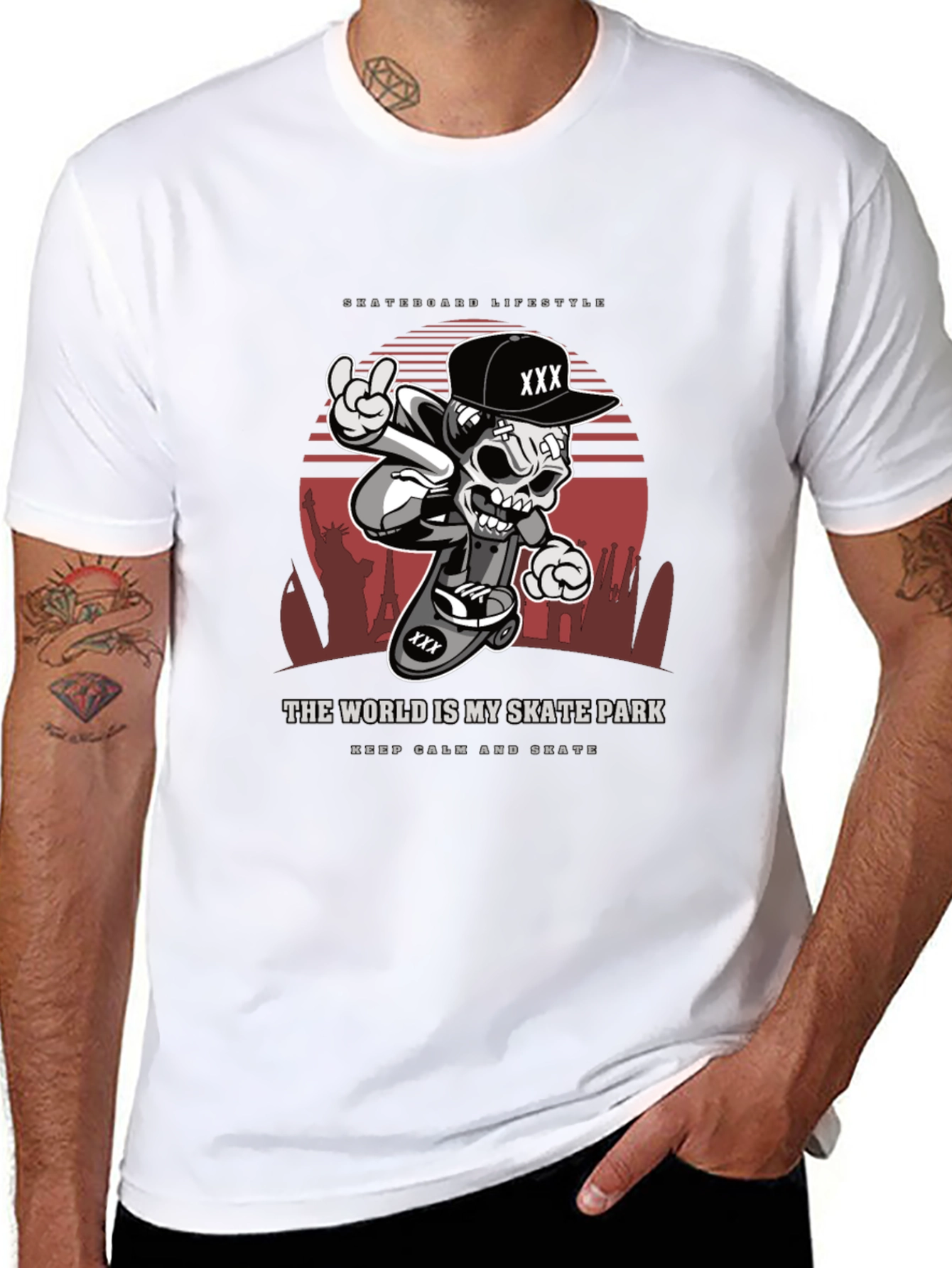 Skateboarding Lifestyle T-Shirt - Skull Design