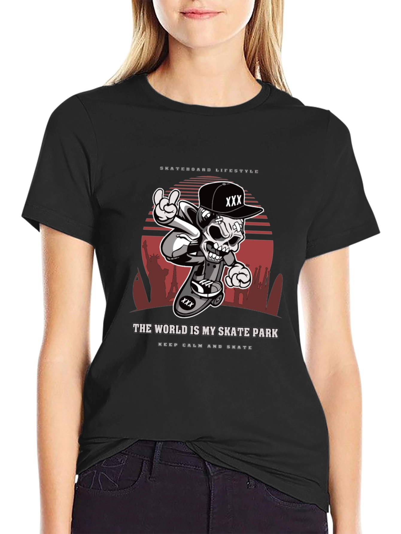 Skateboarding Lifestyle T-Shirt - Skull Design