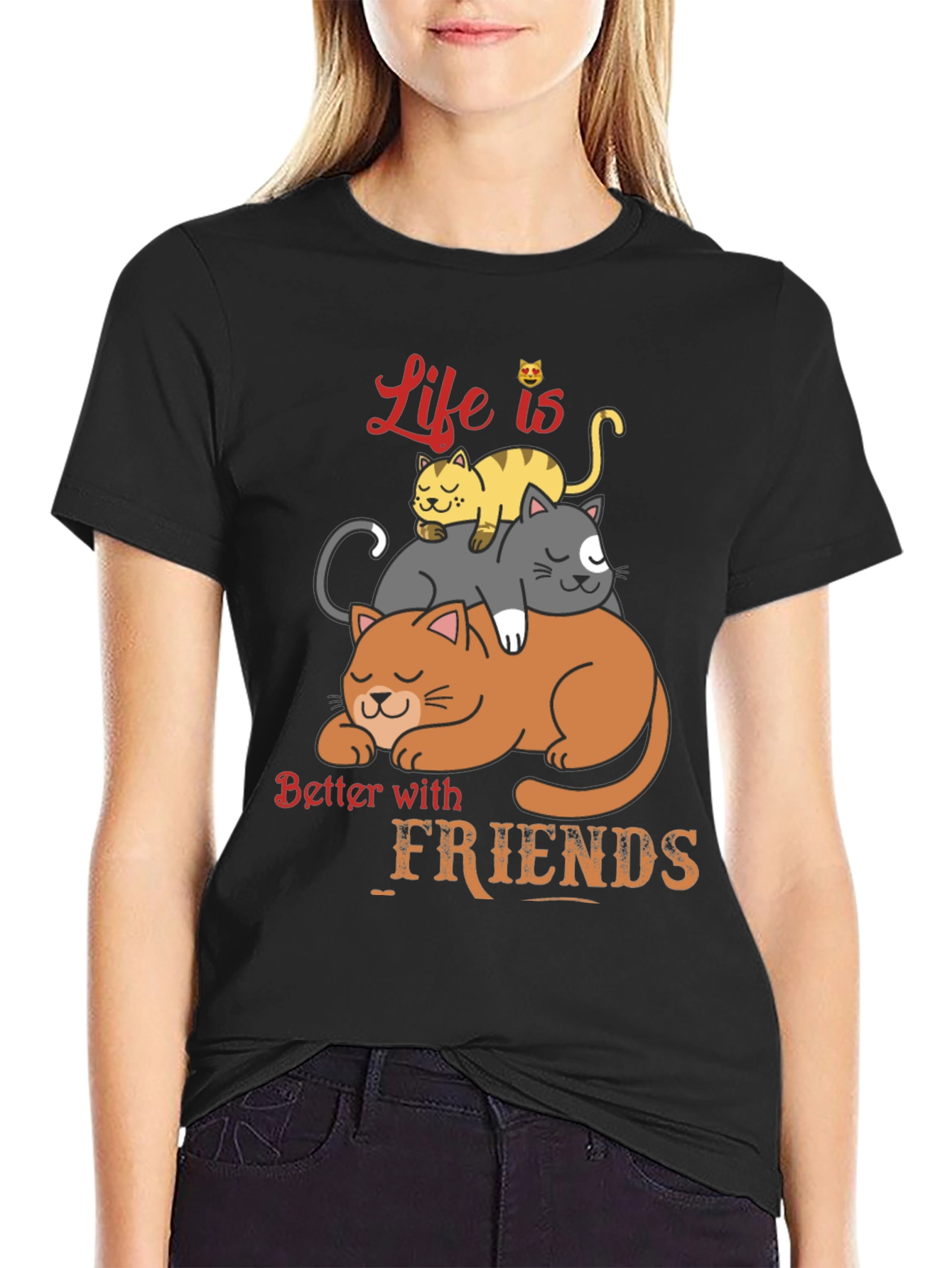 Life is Better With Friends Cat T-Shirt