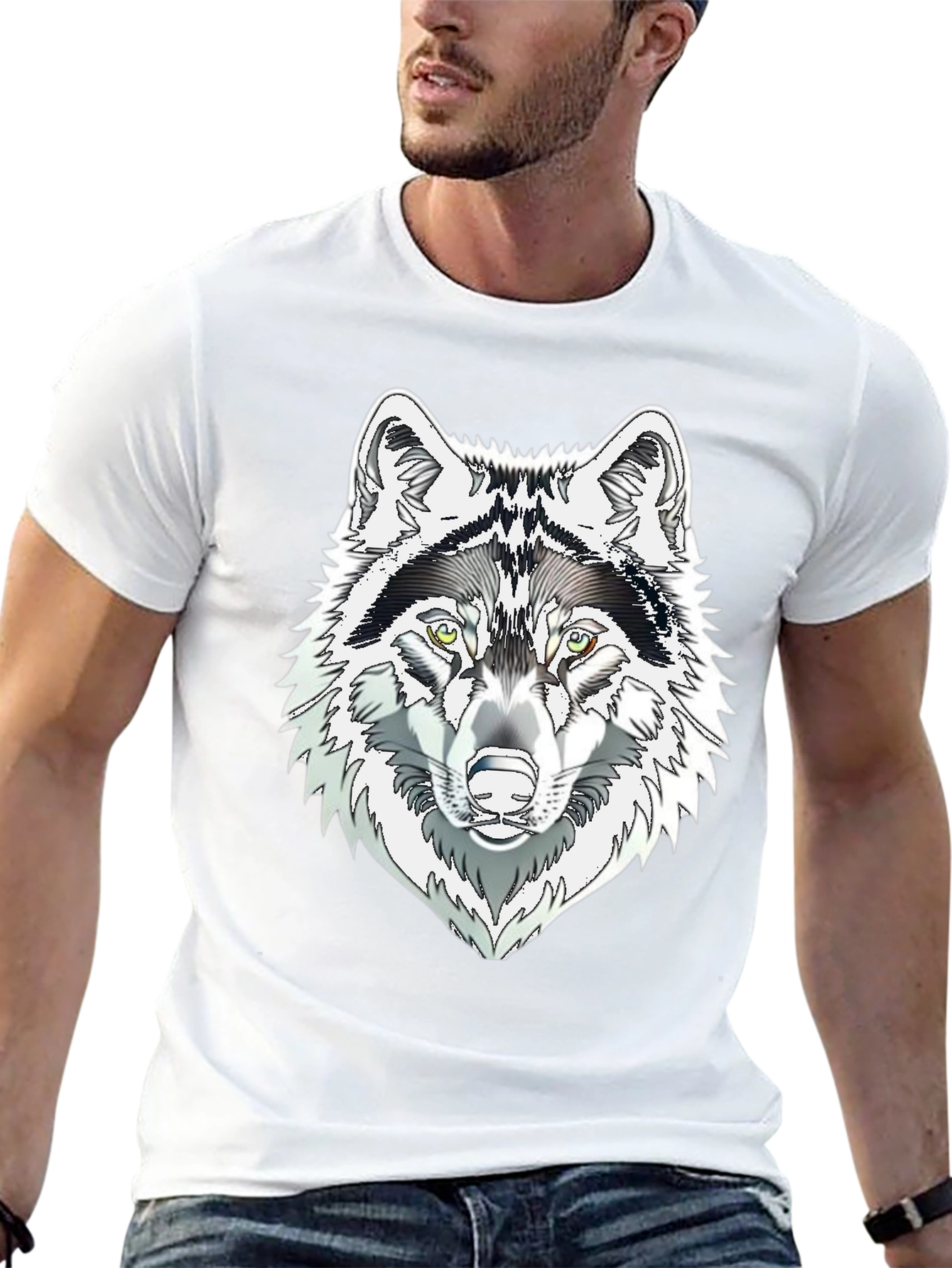 Wolf Graphic Print T-Shirt - Black