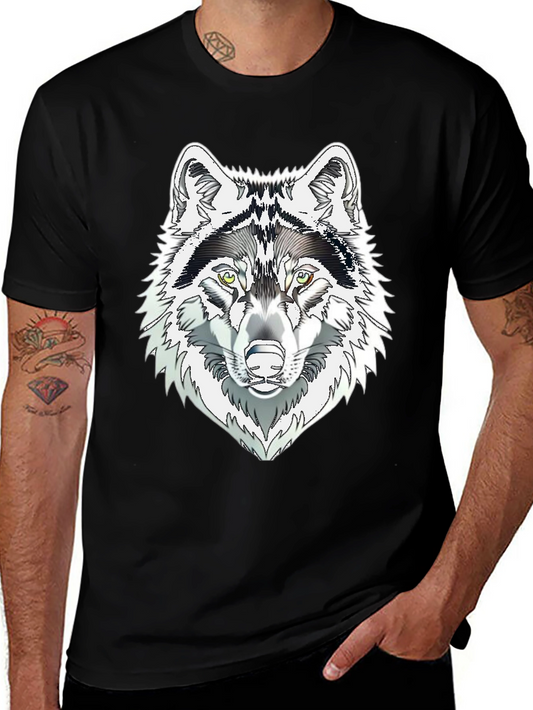 Wolf Graphic Print T-Shirt - Black