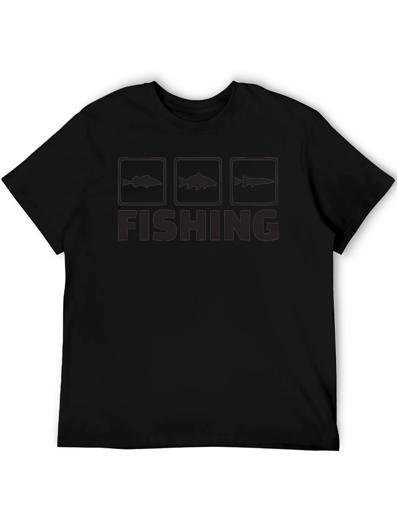 Fishing Graphic Tee | Black Cotton T-Shirt