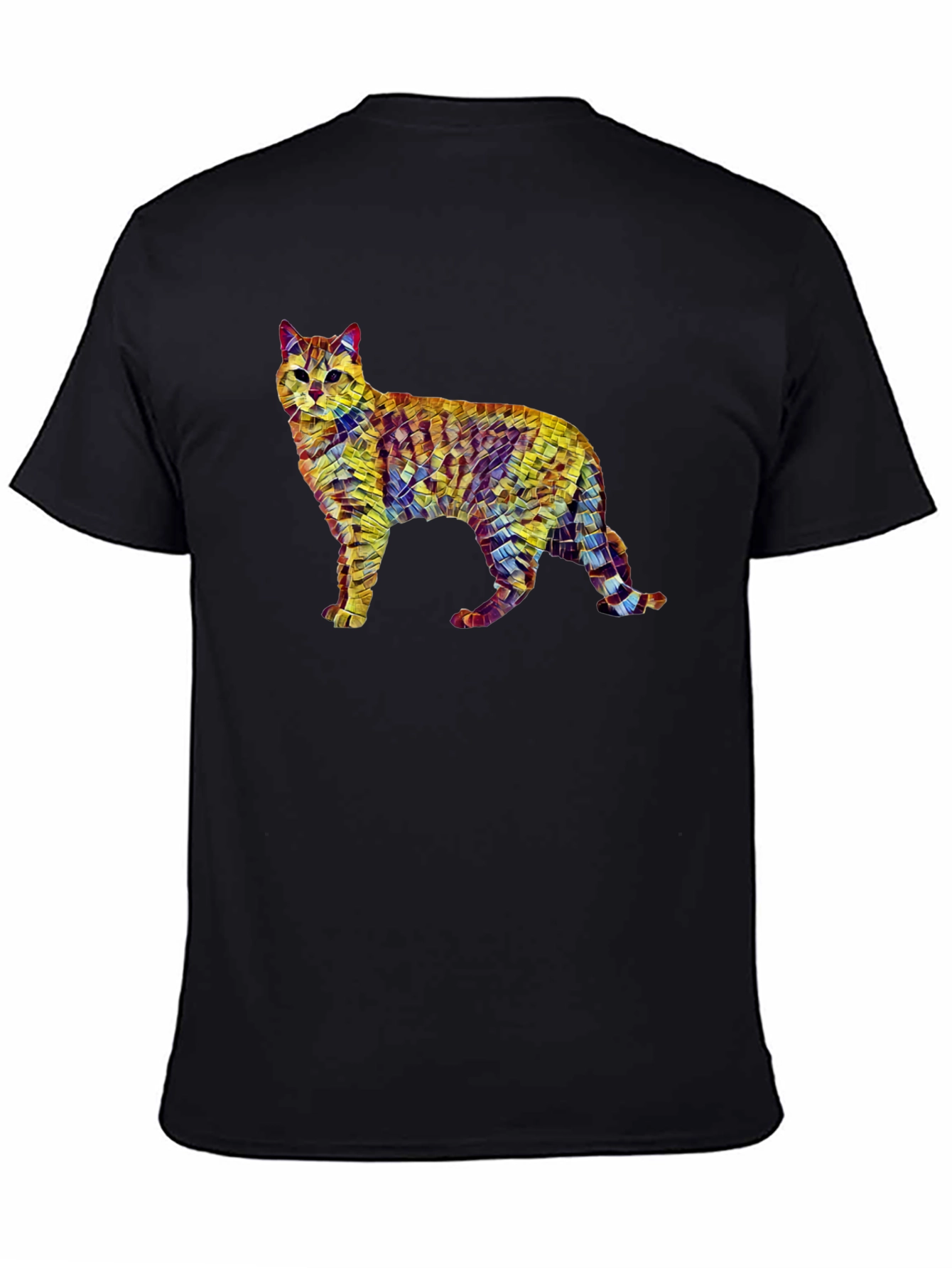 Abstract Cat Art T-Shirt - Unisex Black Tee