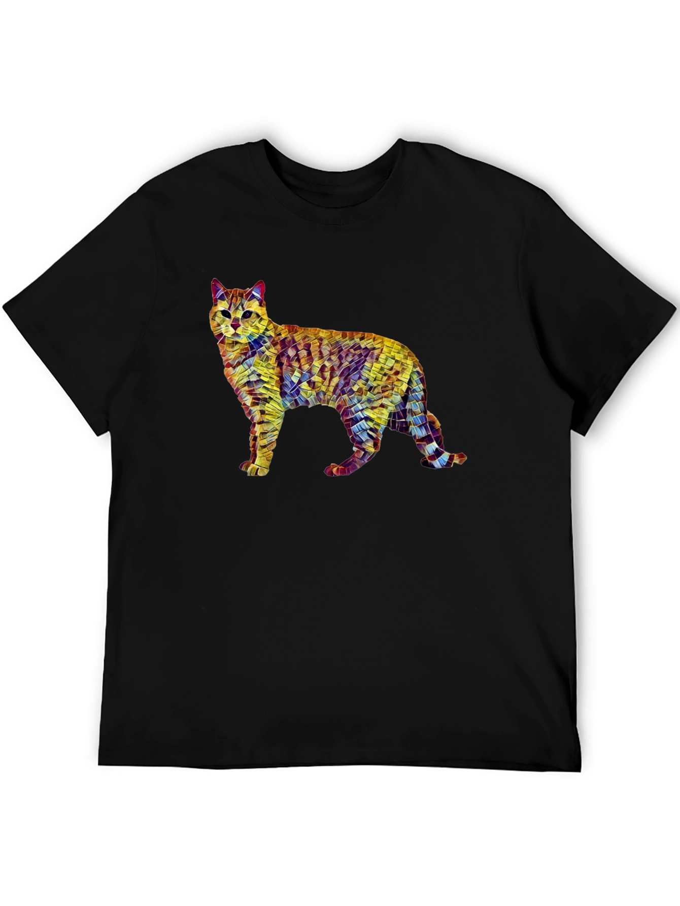 Abstract Cat Art T-Shirt - Unisex Black Tee