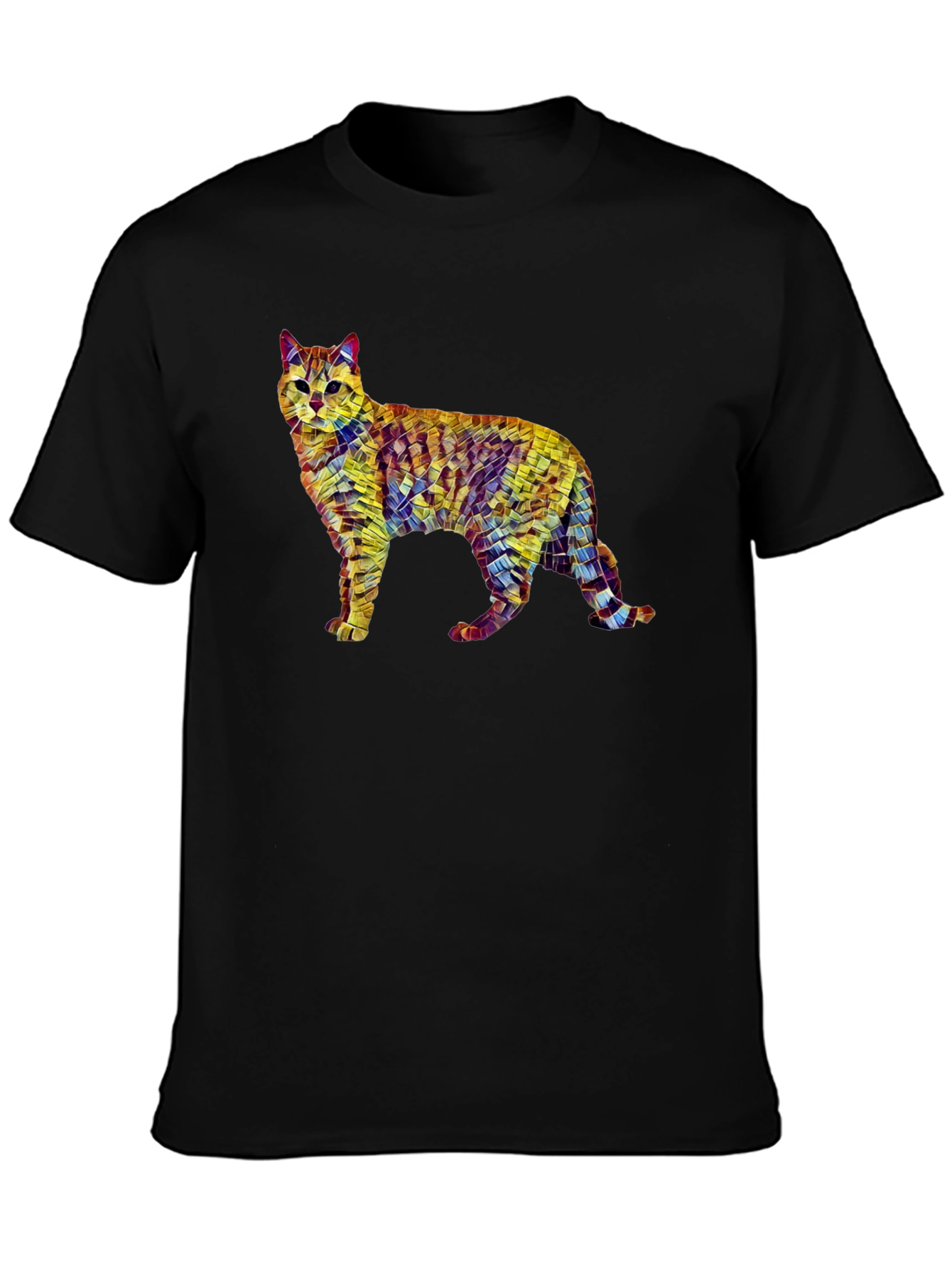 Abstract Cat Art T-Shirt - Unisex Black Tee