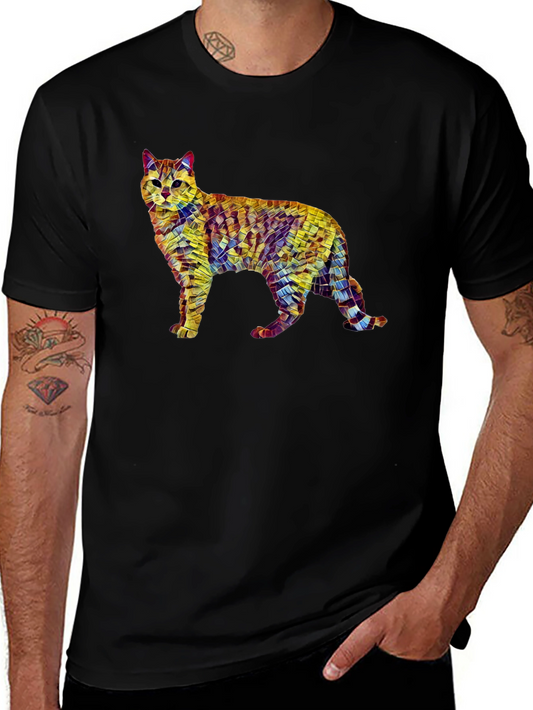 Abstract Cat Art T-Shirt - Unisex Black Tee