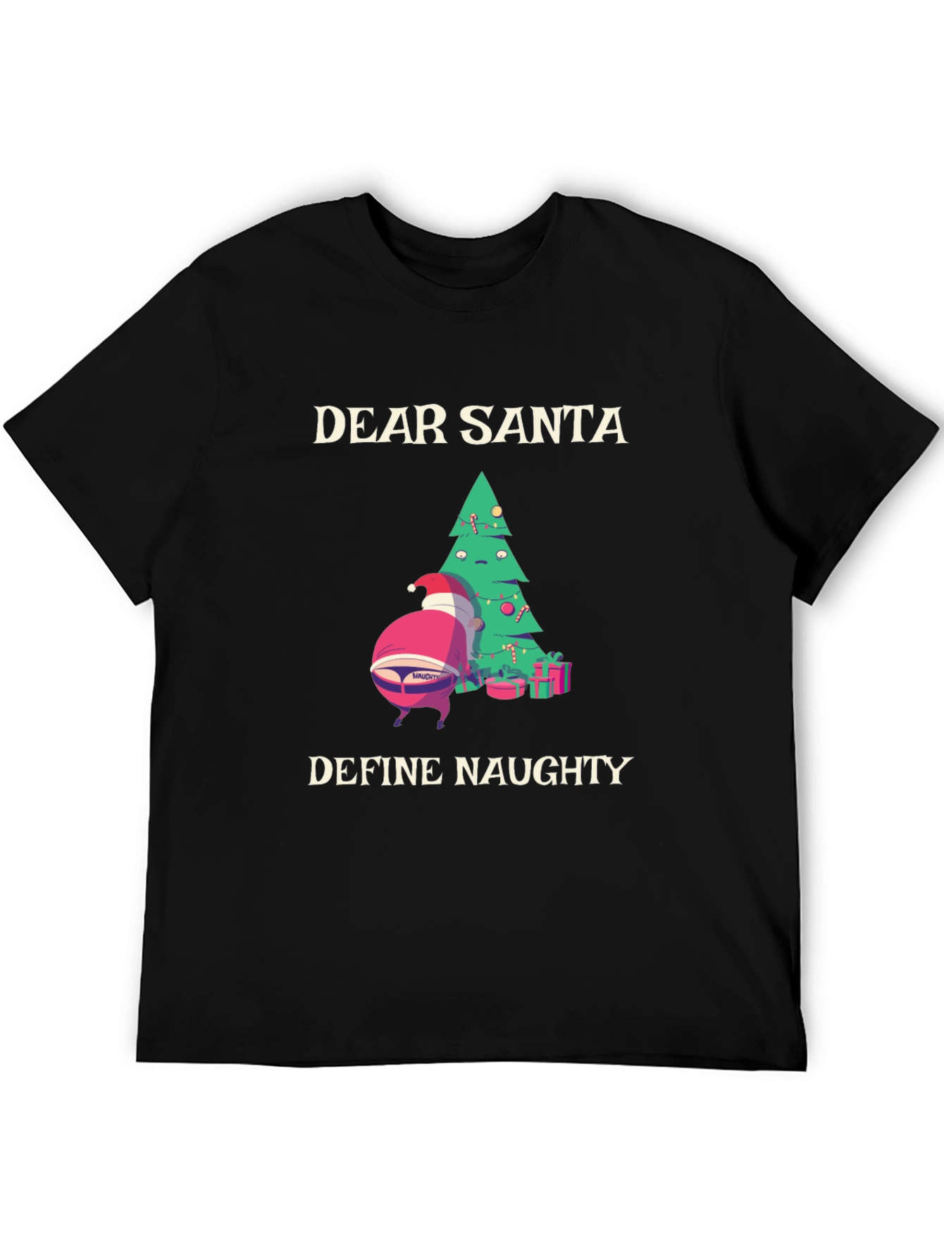 Dear Santa Define Naughty Black T-Shirt
