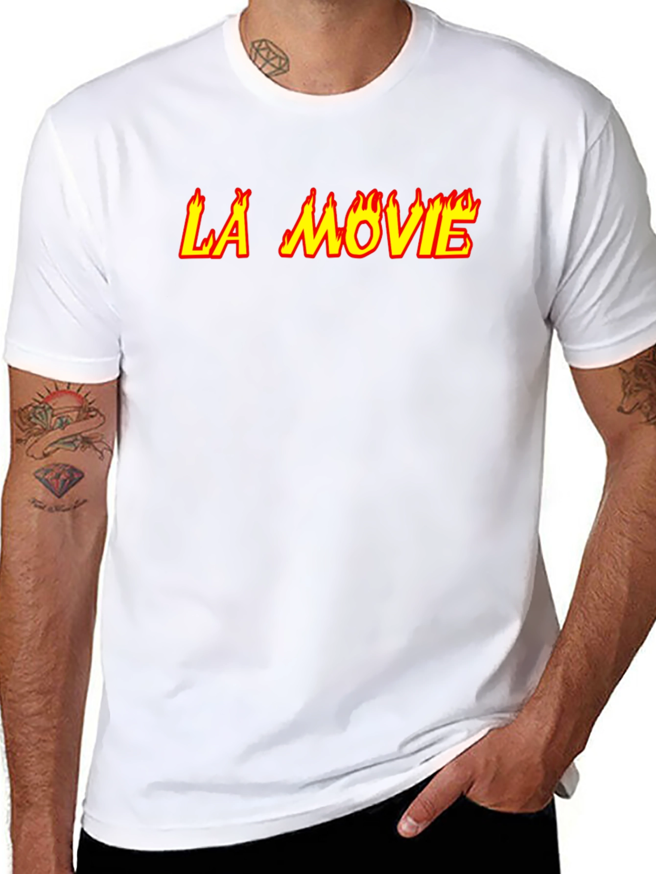 LA Movie Graphic Tee - Flaming Text Design