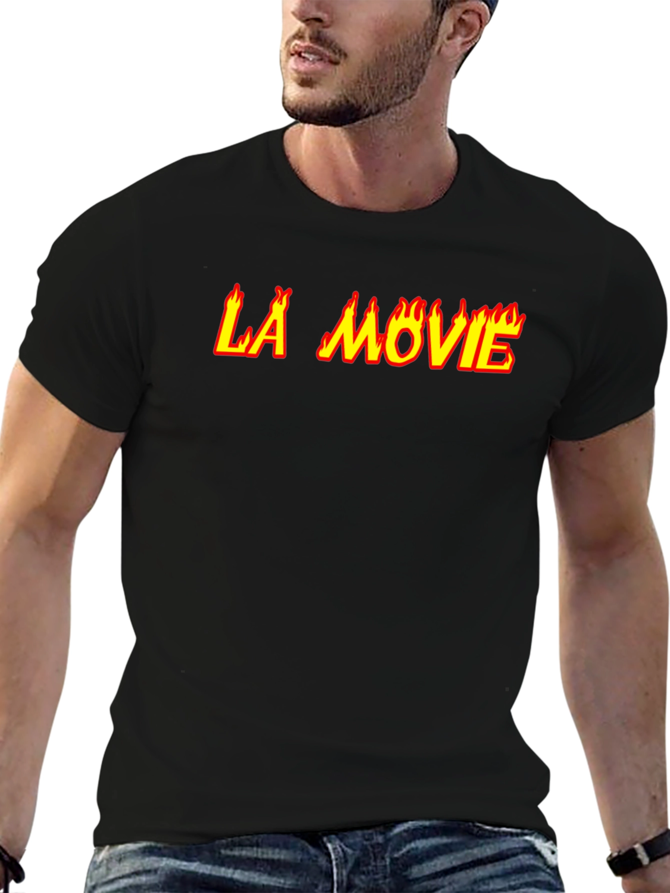 LA Movie Graphic Tee - Flaming Text Design