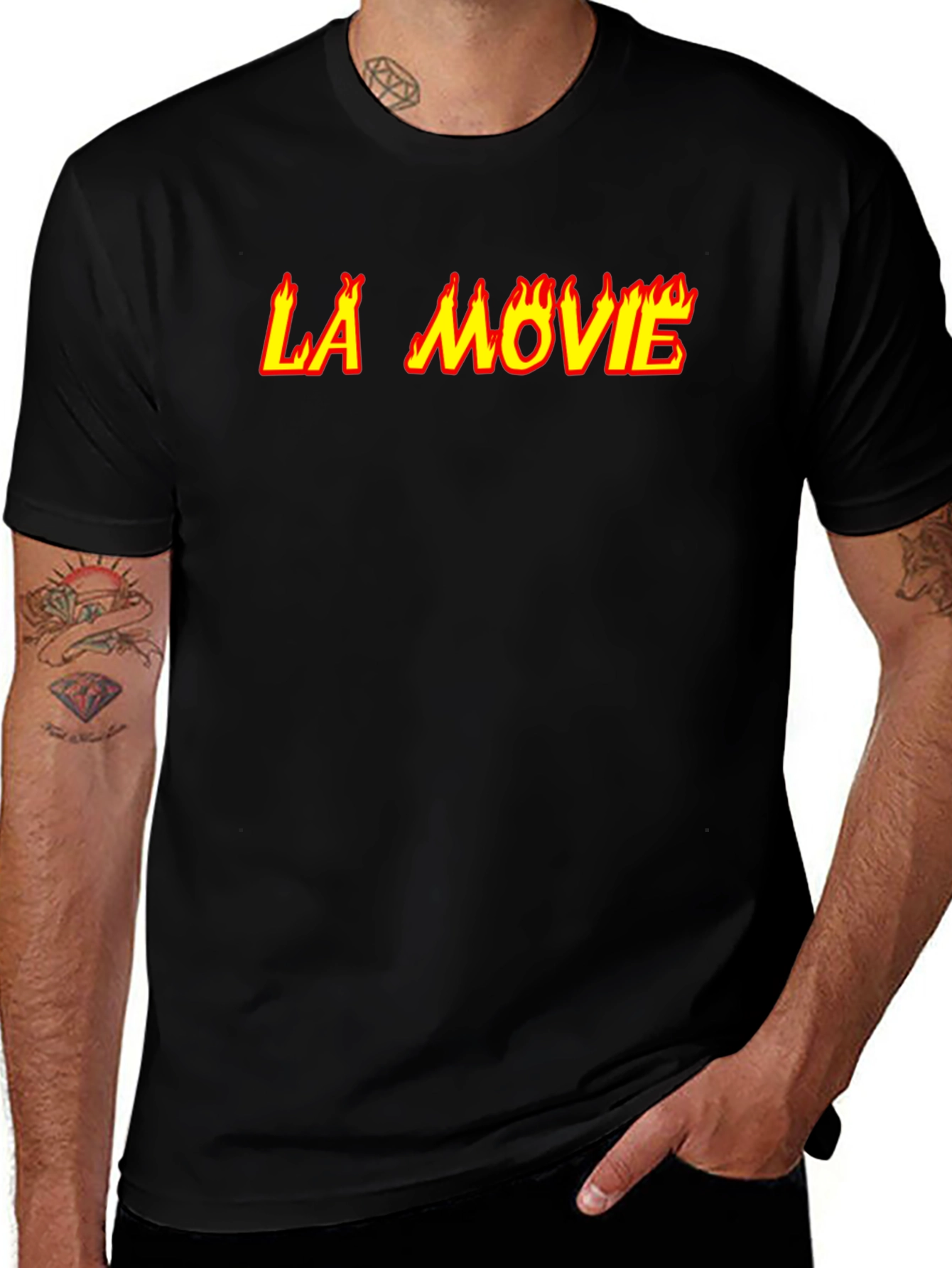 LA Movie Graphic Tee - Flaming Text Design