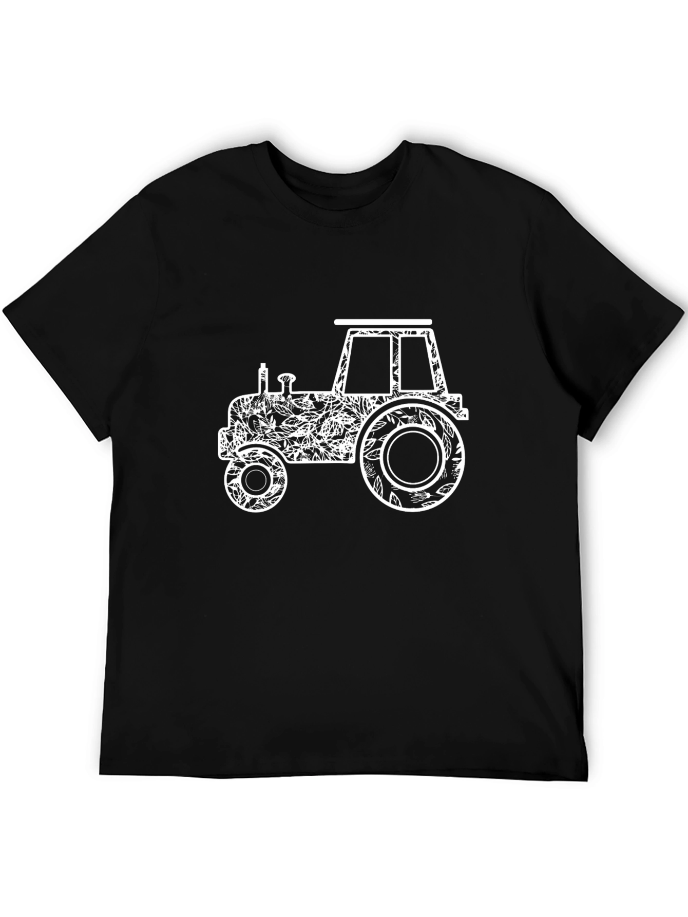 Floral Tractor Graphic Tee - Black Cotton