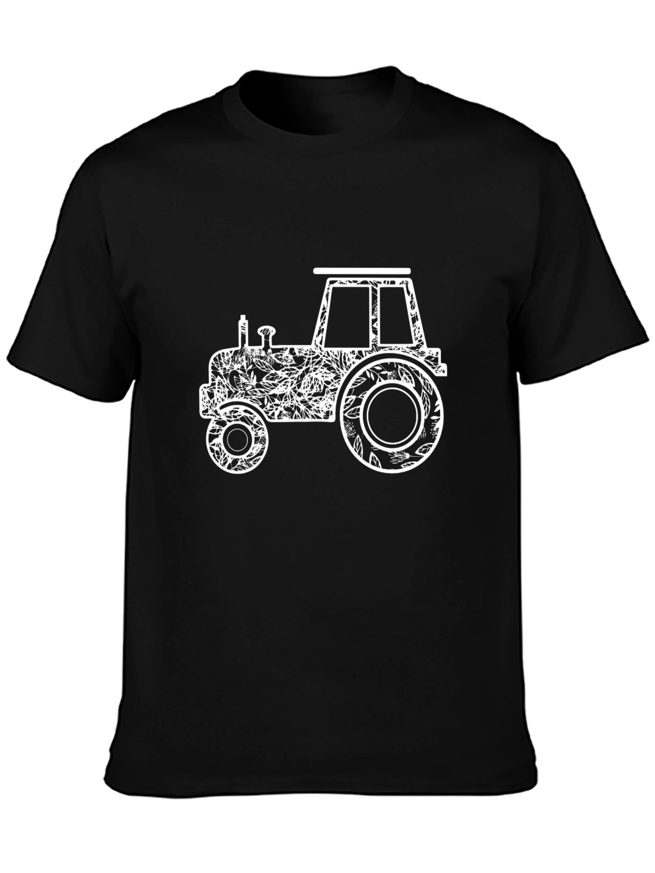 Floral Tractor Graphic Tee - Black Cotton