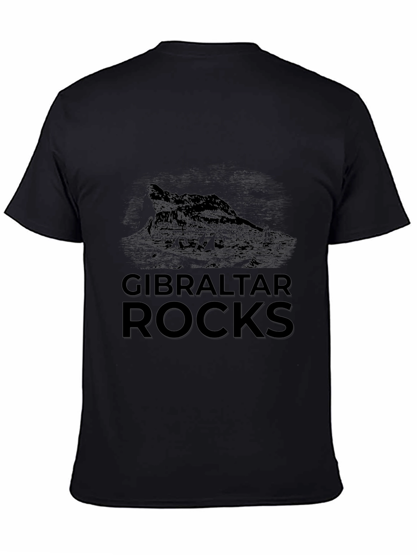 Gibraltar Rocks Graphic Tee - Black Cotton Casual T-Shirt