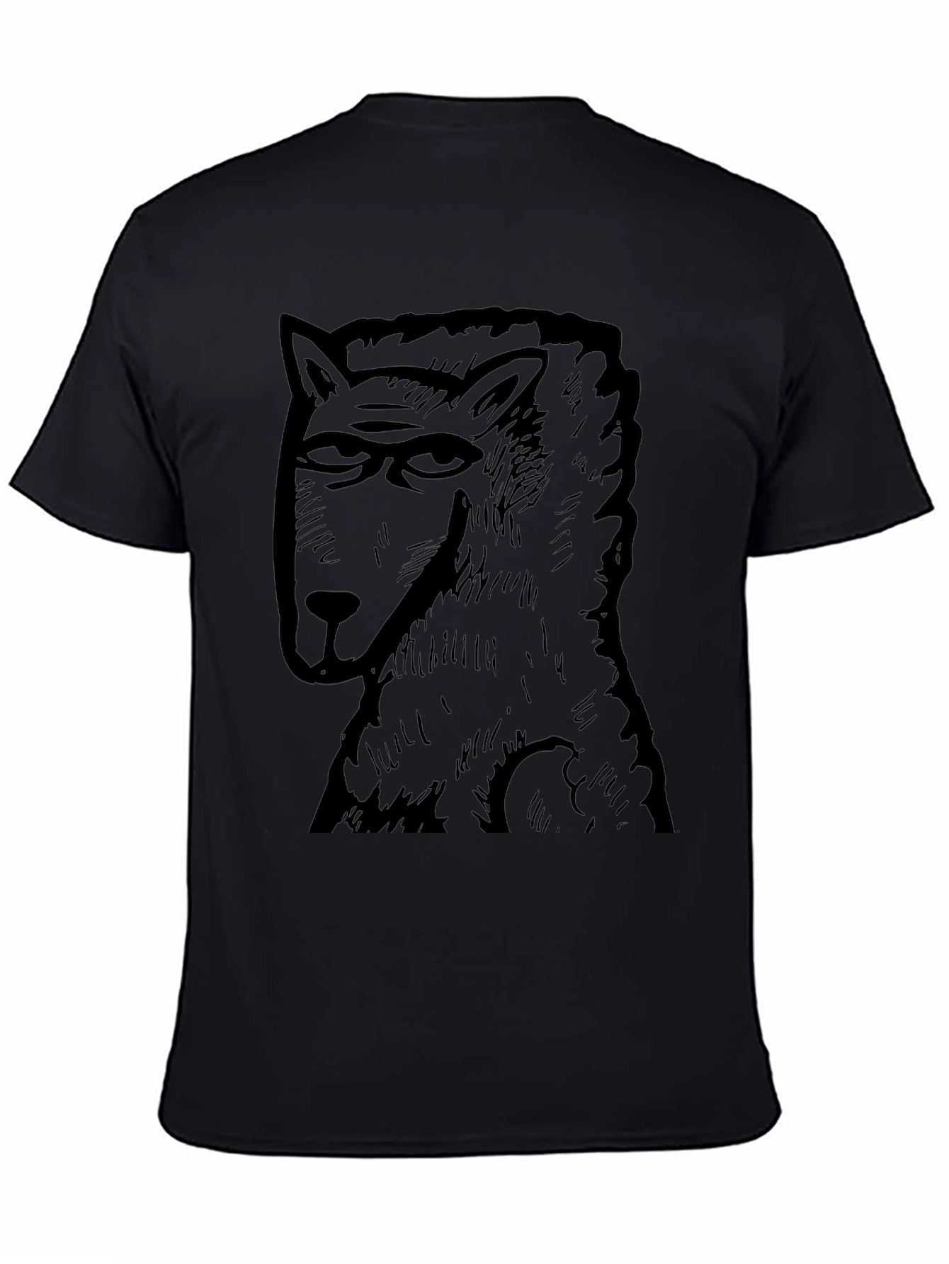 Wolf Graphic Tee - Mens Black Cotton T-Shirt