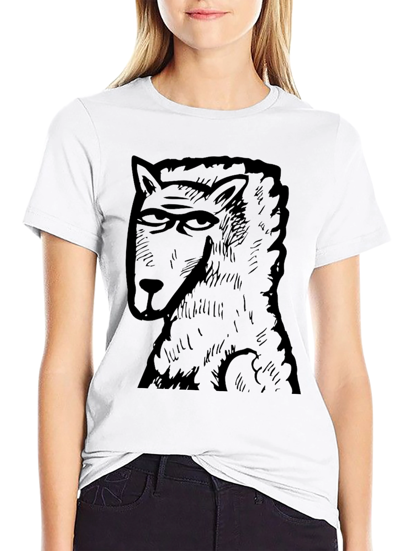 Wolf Graphic Tee - Mens Black Cotton T-Shirt
