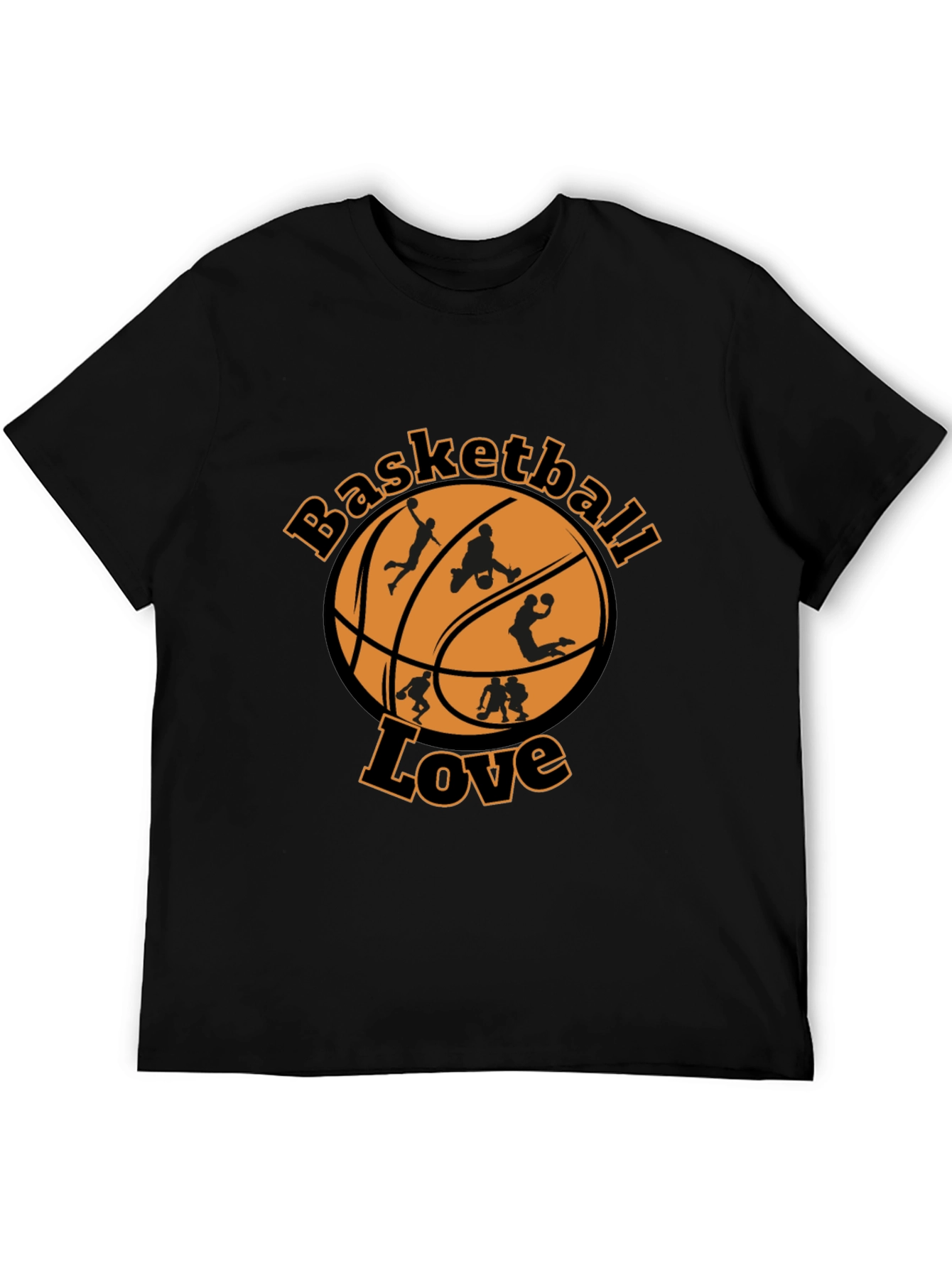Basketball Love Graphic Tee - Black Cotton Blend Shirt