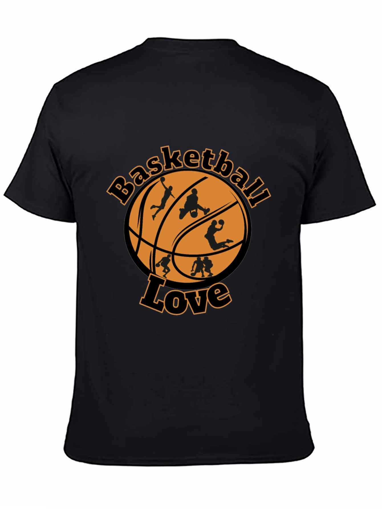 Basketball Love Graphic Tee - Black Cotton Blend Shirt