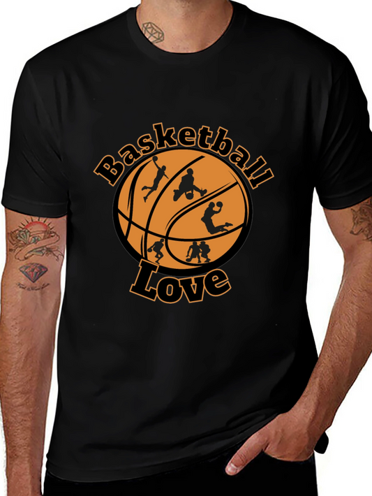 Basketball Love Graphic Tee - Black Cotton Blend Shirt