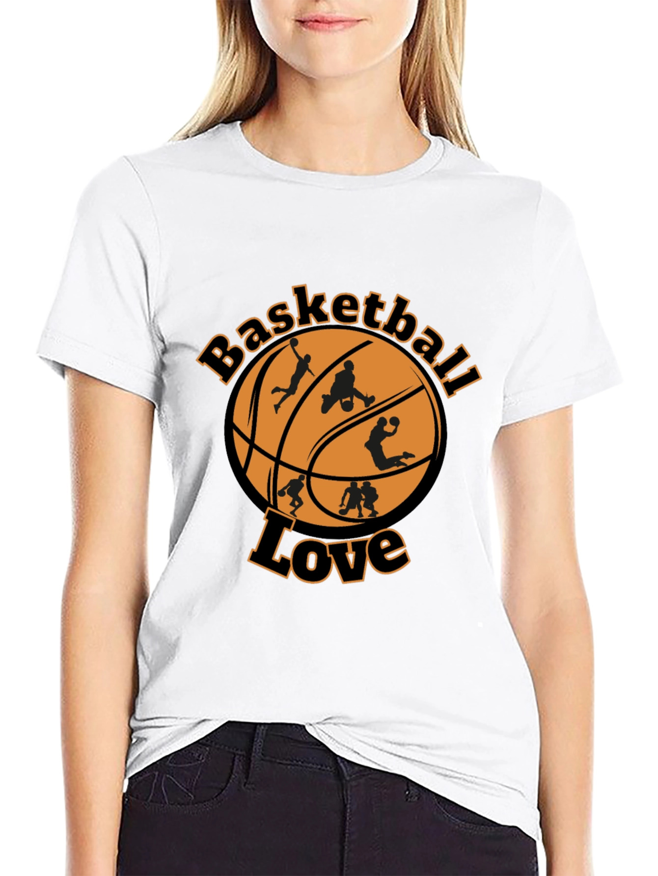 Basketball Love Graphic Tee - Black Cotton Blend Shirt