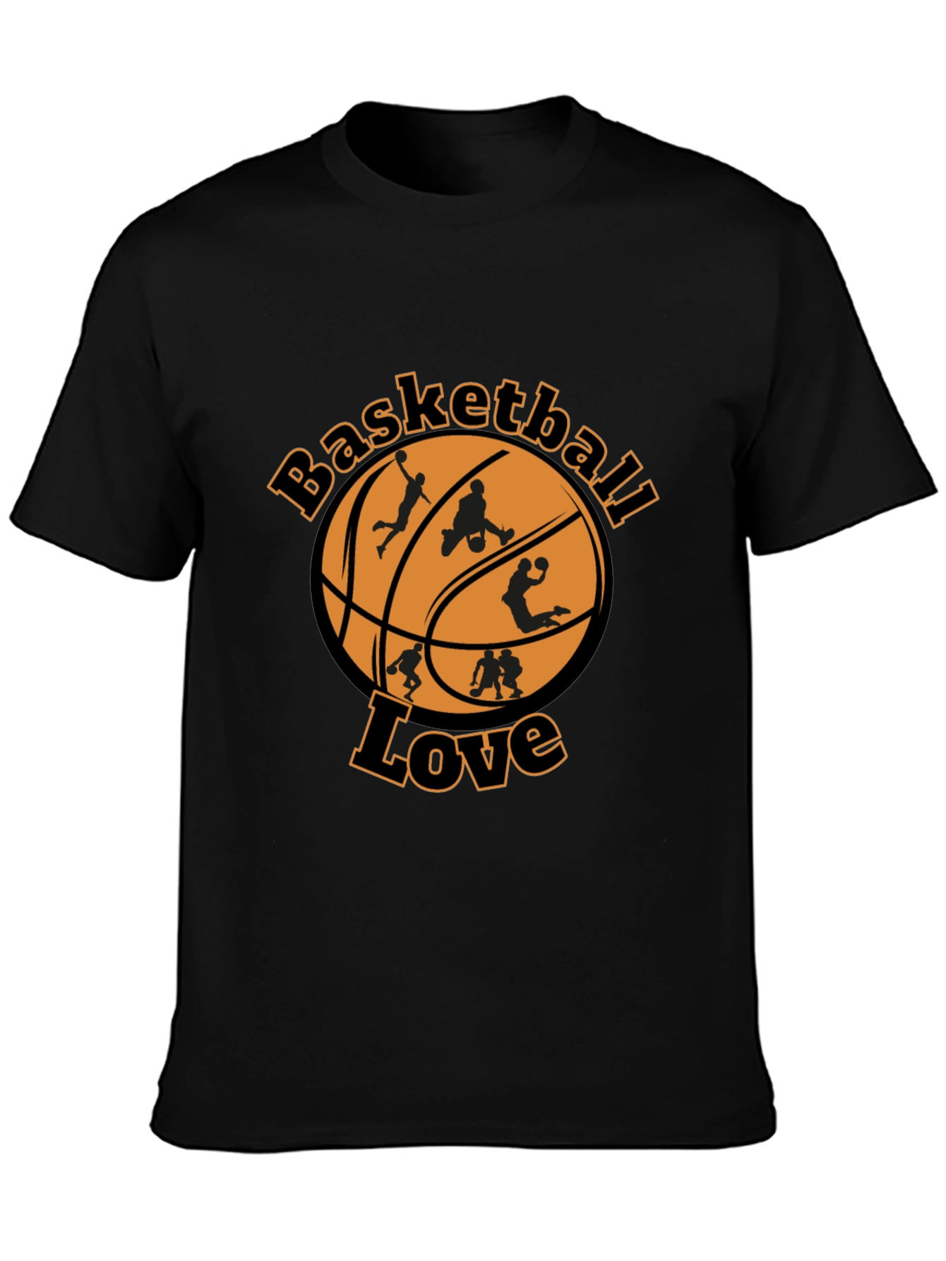 Basketball Love Graphic Tee - Black Cotton Blend Shirt