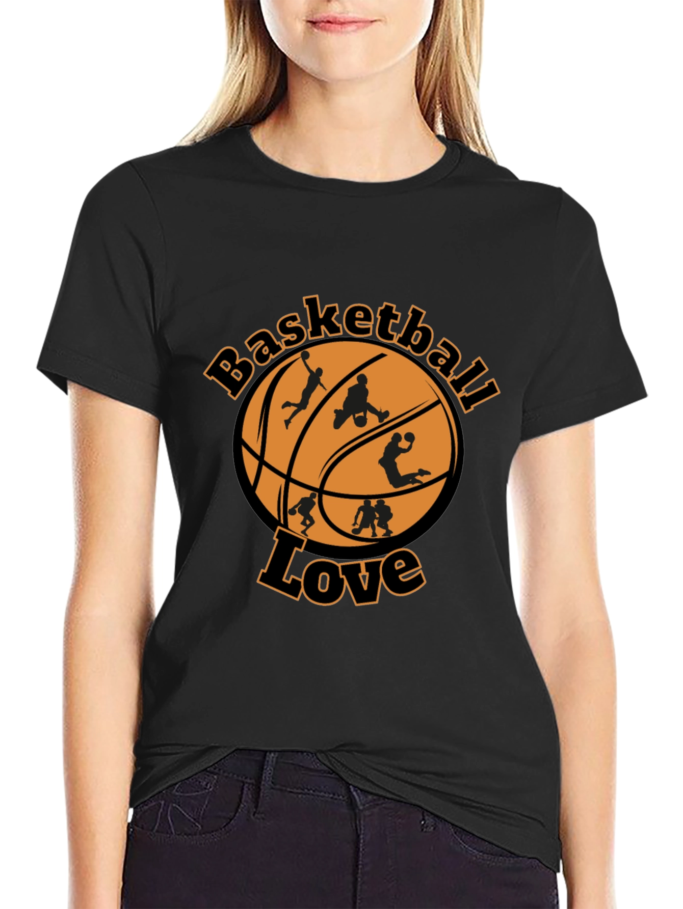 Basketball Love Graphic Tee - Black Cotton Blend Shirt