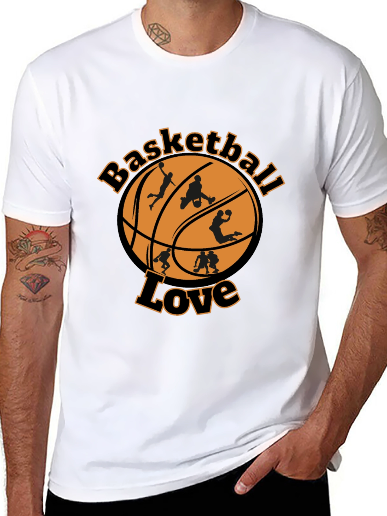 Basketball Love Graphic Tee - Black Cotton Blend Shirt