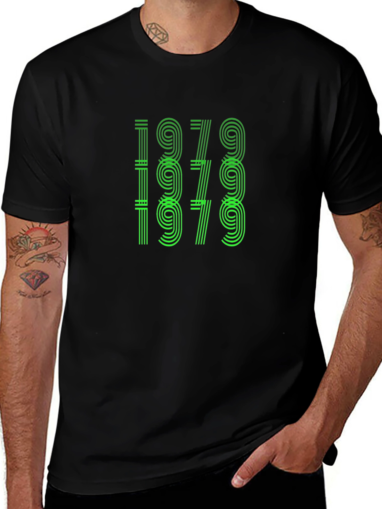 Retro 1979 Graphic Tee - Black Cotton T-Shirt