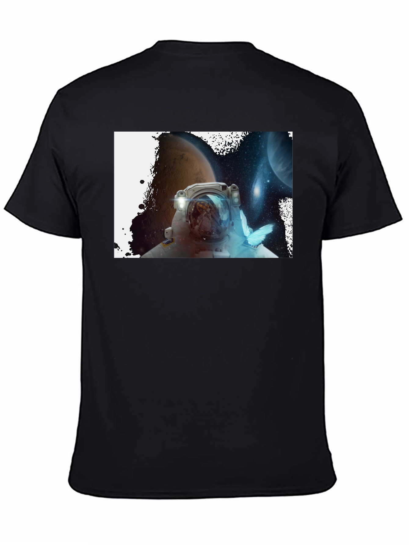 Astronaut & Butterfly Graphic Black T-Shirt