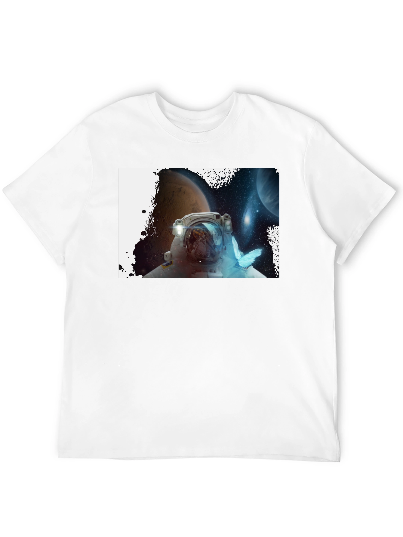 Astronaut & Butterfly Graphic Black T-Shirt