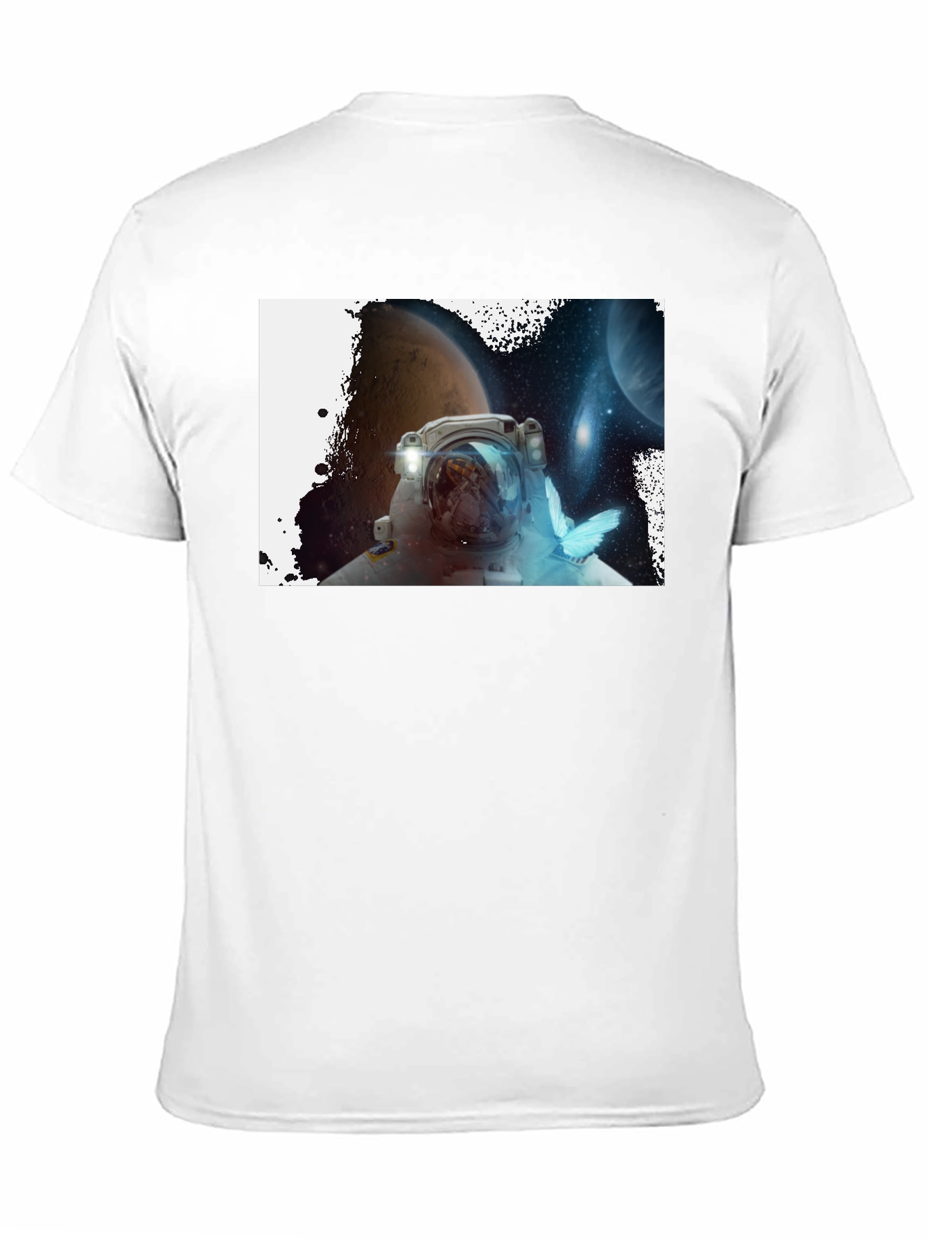 Astronaut & Butterfly Graphic Black T-Shirt