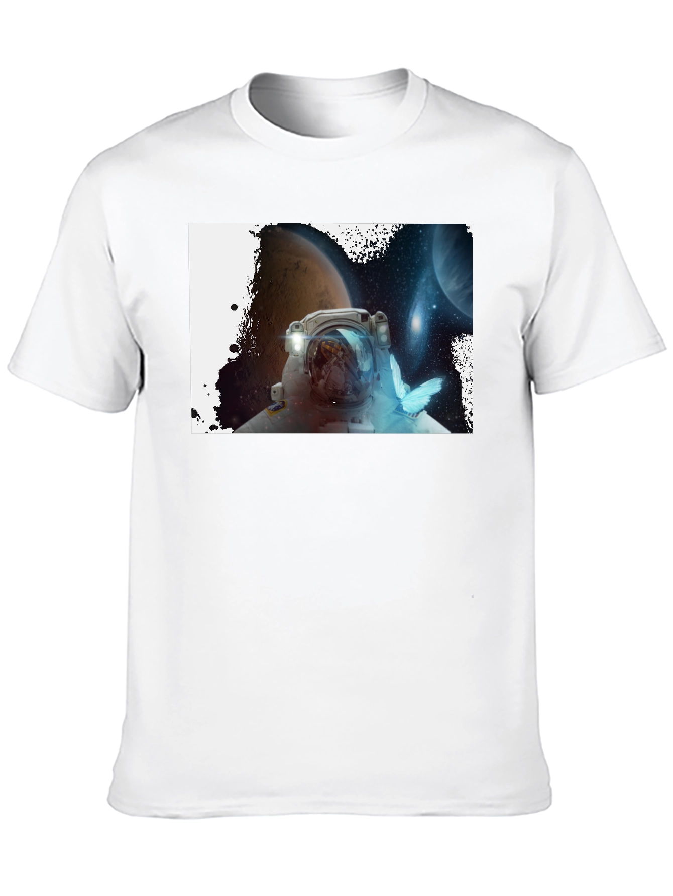 Astronaut & Butterfly Graphic Black T-Shirt