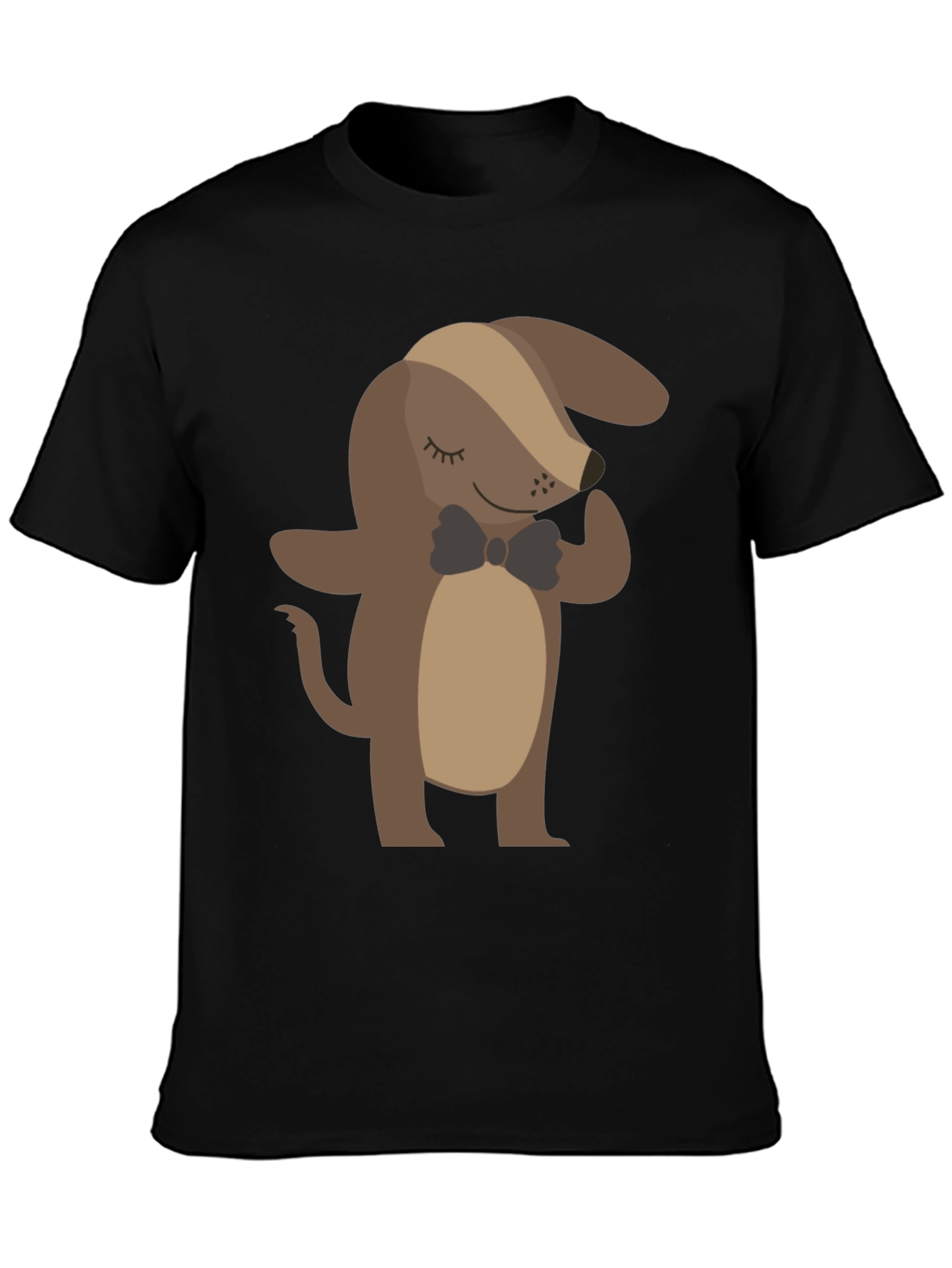 Stylish Dog Graphic Tee - Black Cotton T-Shirt