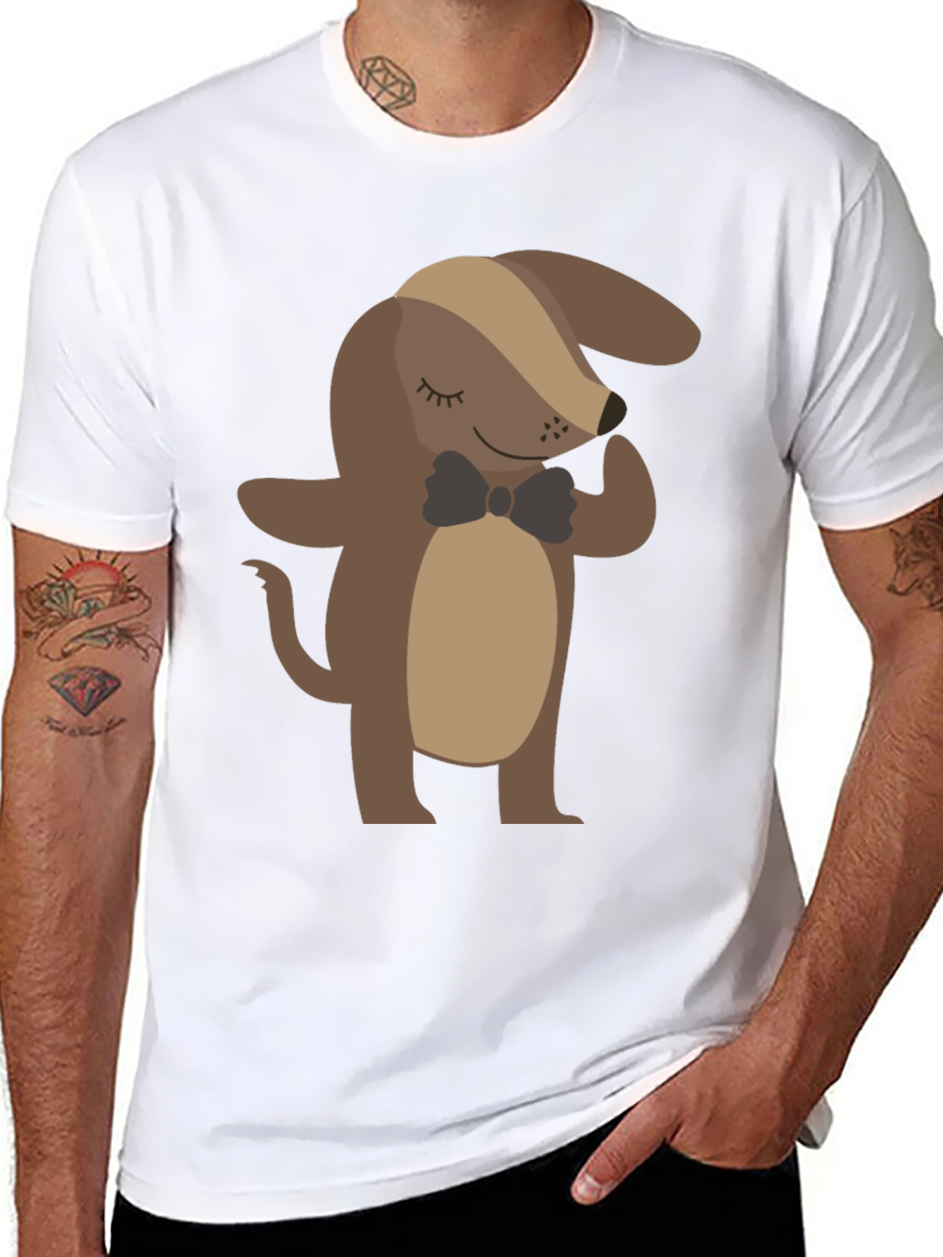 Stylish Dog Graphic Tee - Black Cotton T-Shirt