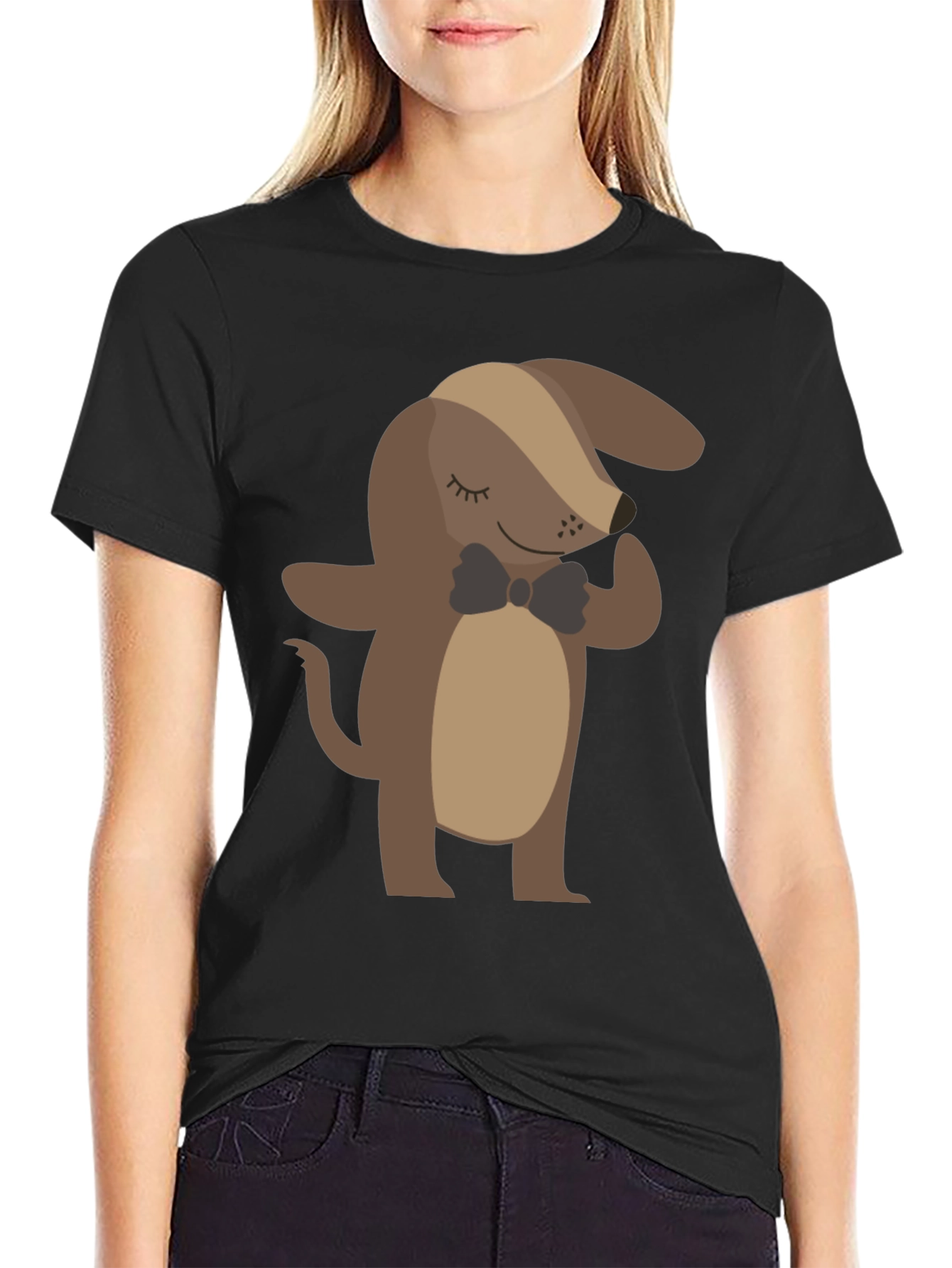Stylish Dog Graphic Tee - Black Cotton T-Shirt