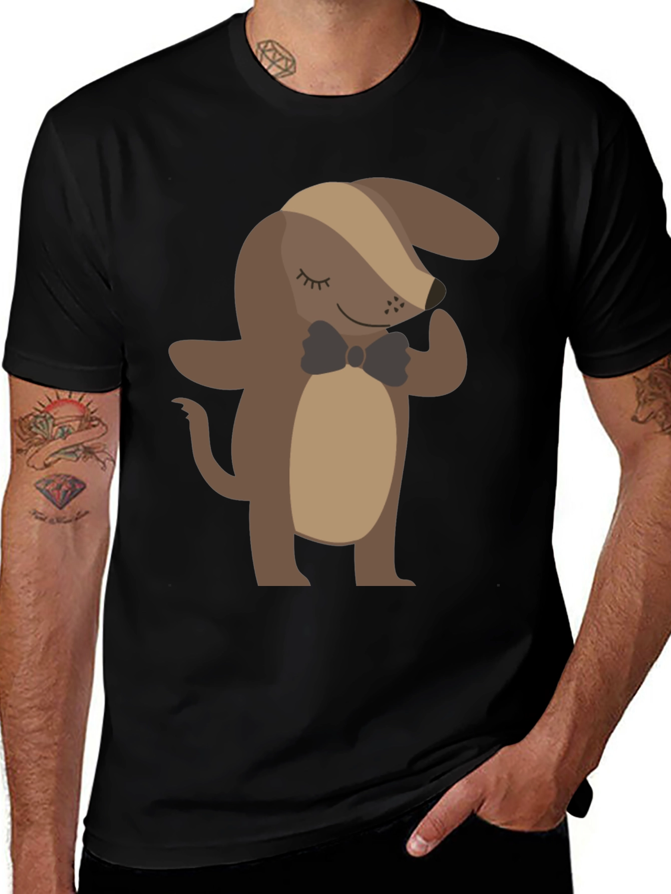 Stylish Dog Graphic Tee - Black Cotton T-Shirt