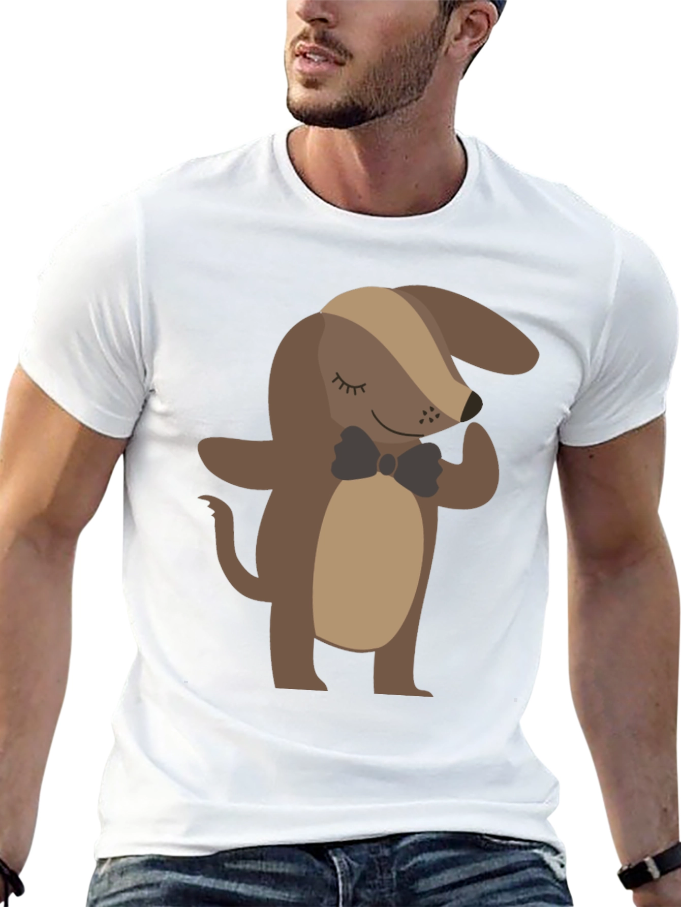 Stylish Dog Graphic Tee - Black Cotton T-Shirt