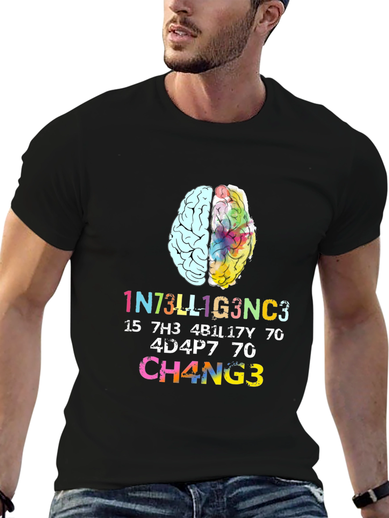 Intelligent Change Graphic Tee - Black Cotton T-Shirt