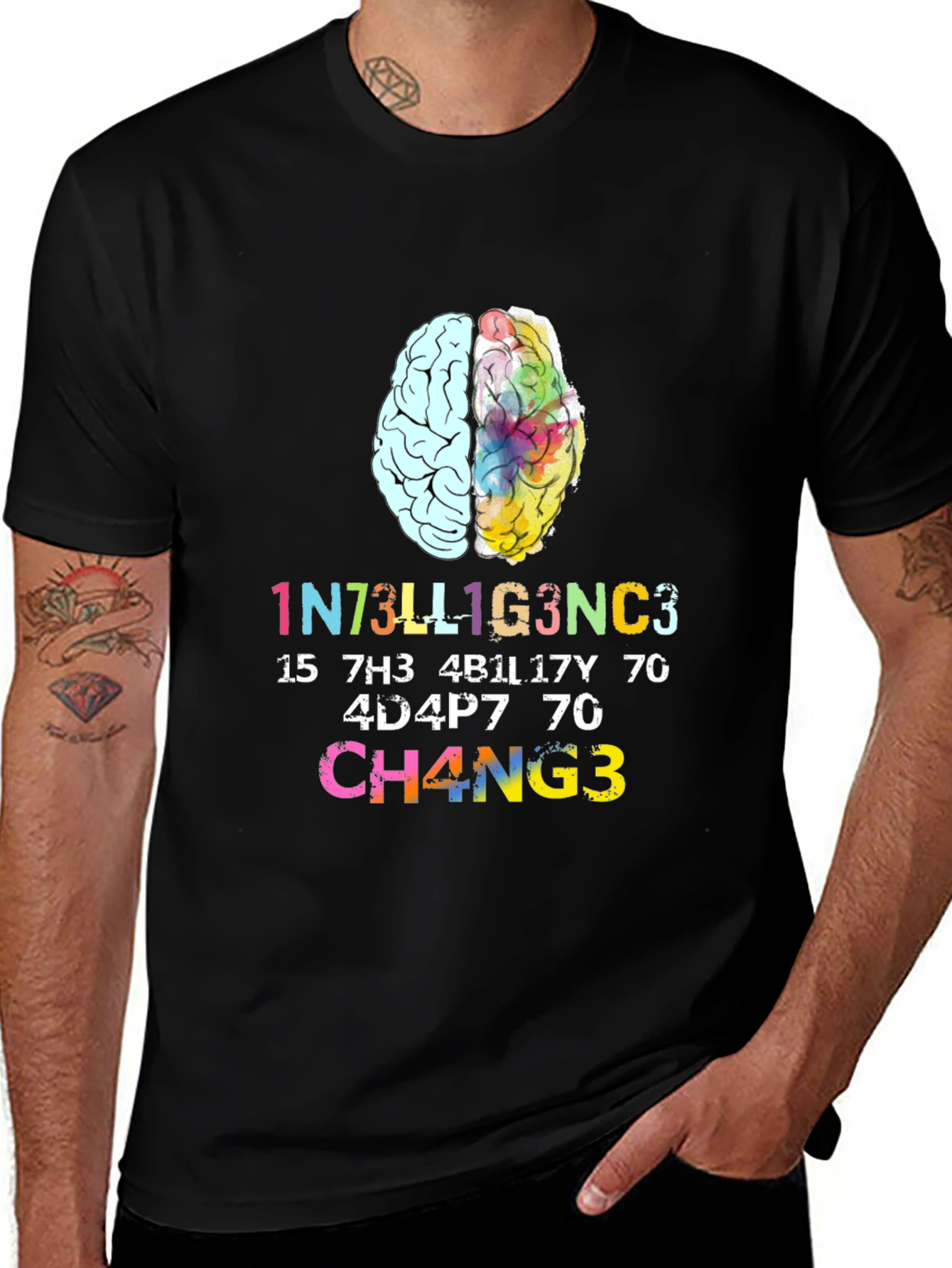Intelligent Change Graphic Tee - Black Cotton T-Shirt