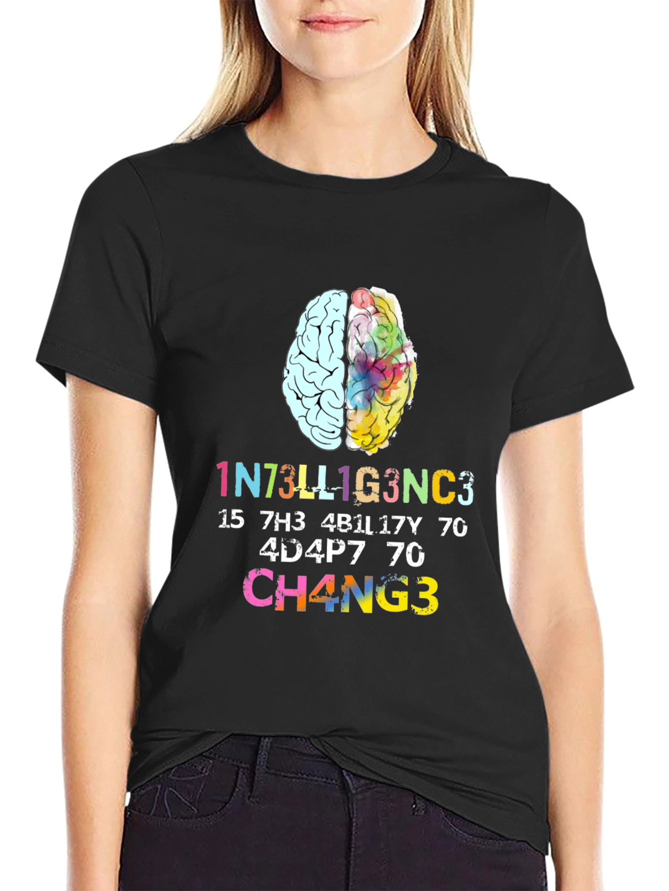 Intelligent Change Graphic Tee - Black Cotton T-Shirt
