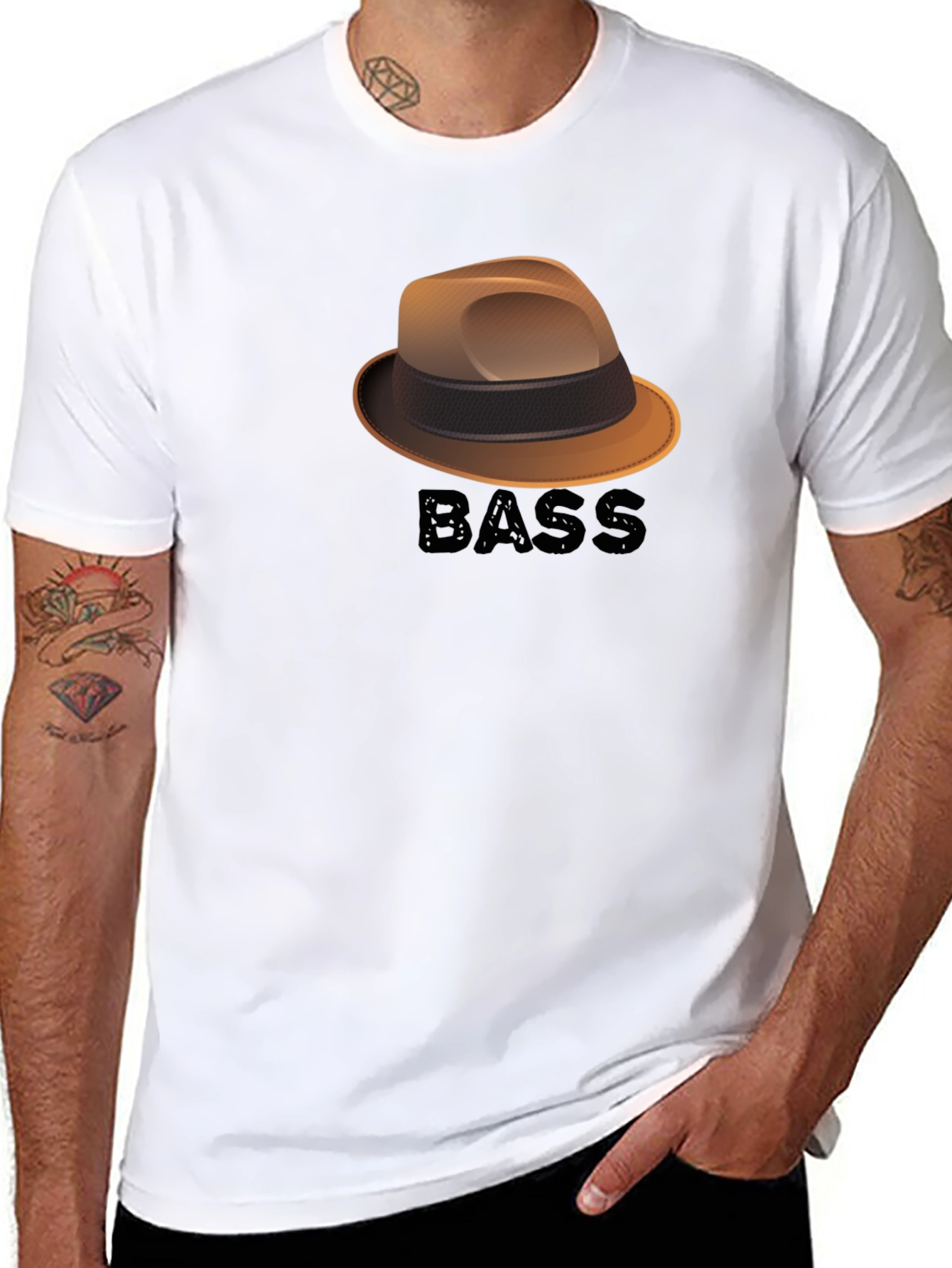 Bass Hat Graphic T-Shirt - Cool Music Lover Tee