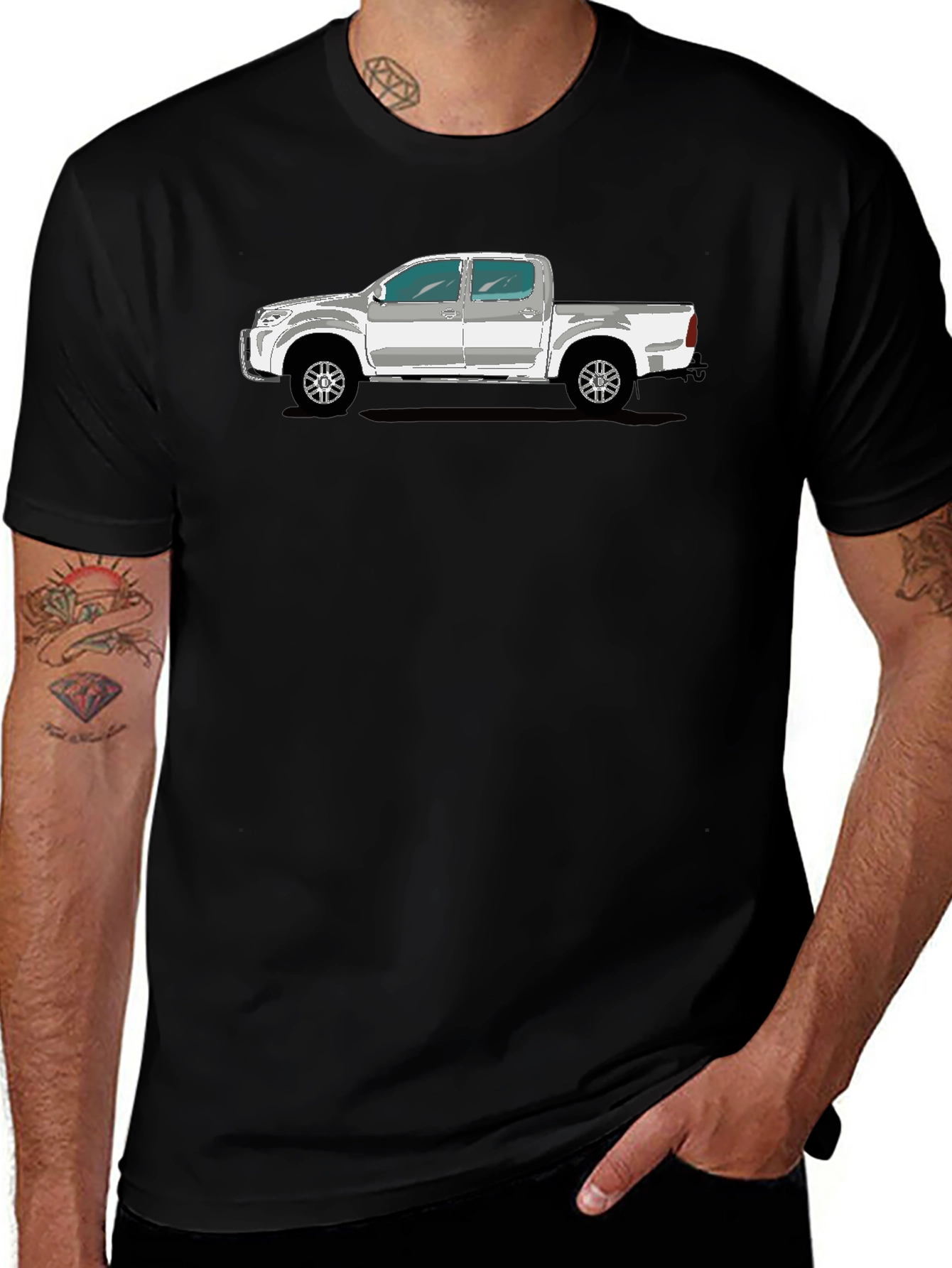 Truck Graphic Tee - Mens Black Cotton T-Shirt