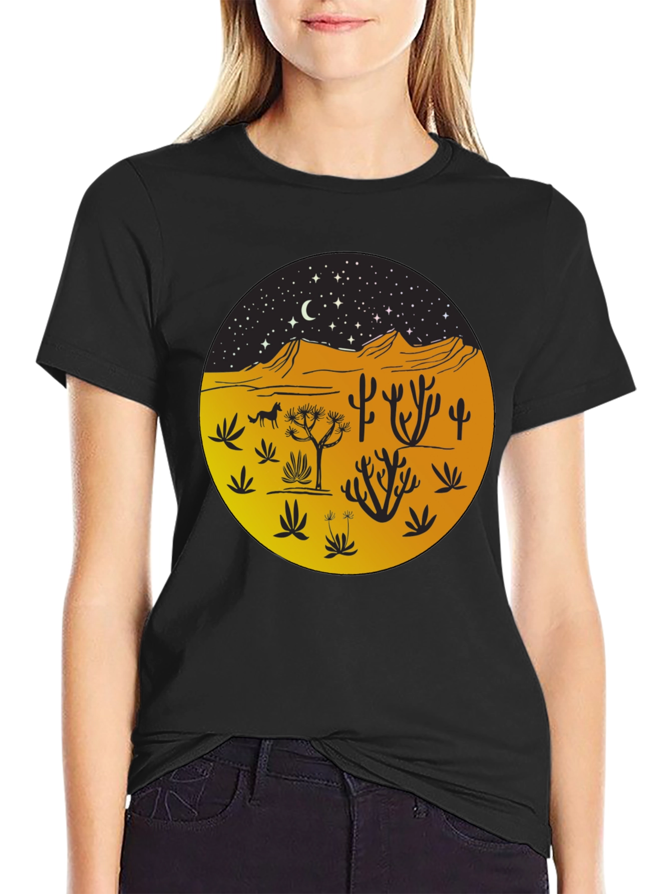 Desert Night Graphic Tee - Unisex Black T-Shirt