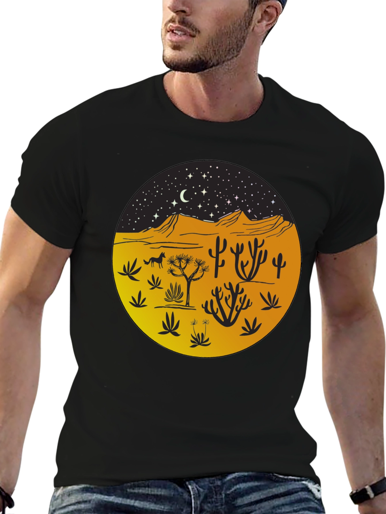 Desert Night Graphic Tee - Unisex Black T-Shirt