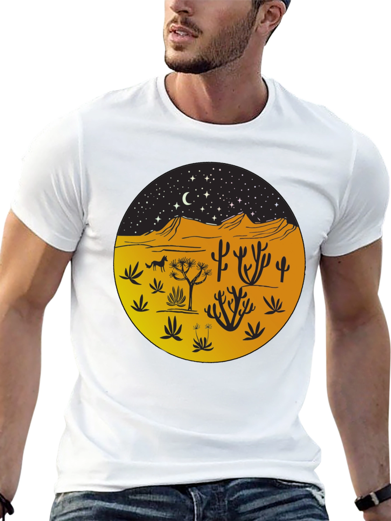 Desert Night Graphic Tee - Unisex Black T-Shirt