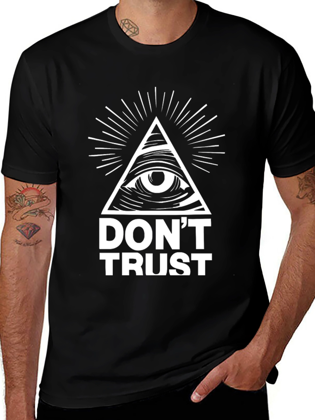 Dont Trust Illuminati All Seeing Eye Graphic T-Shirt