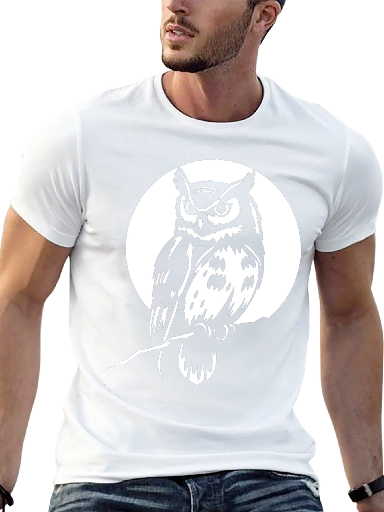 Owl Graphic Tee - Black Cotton Blend T-Shirt