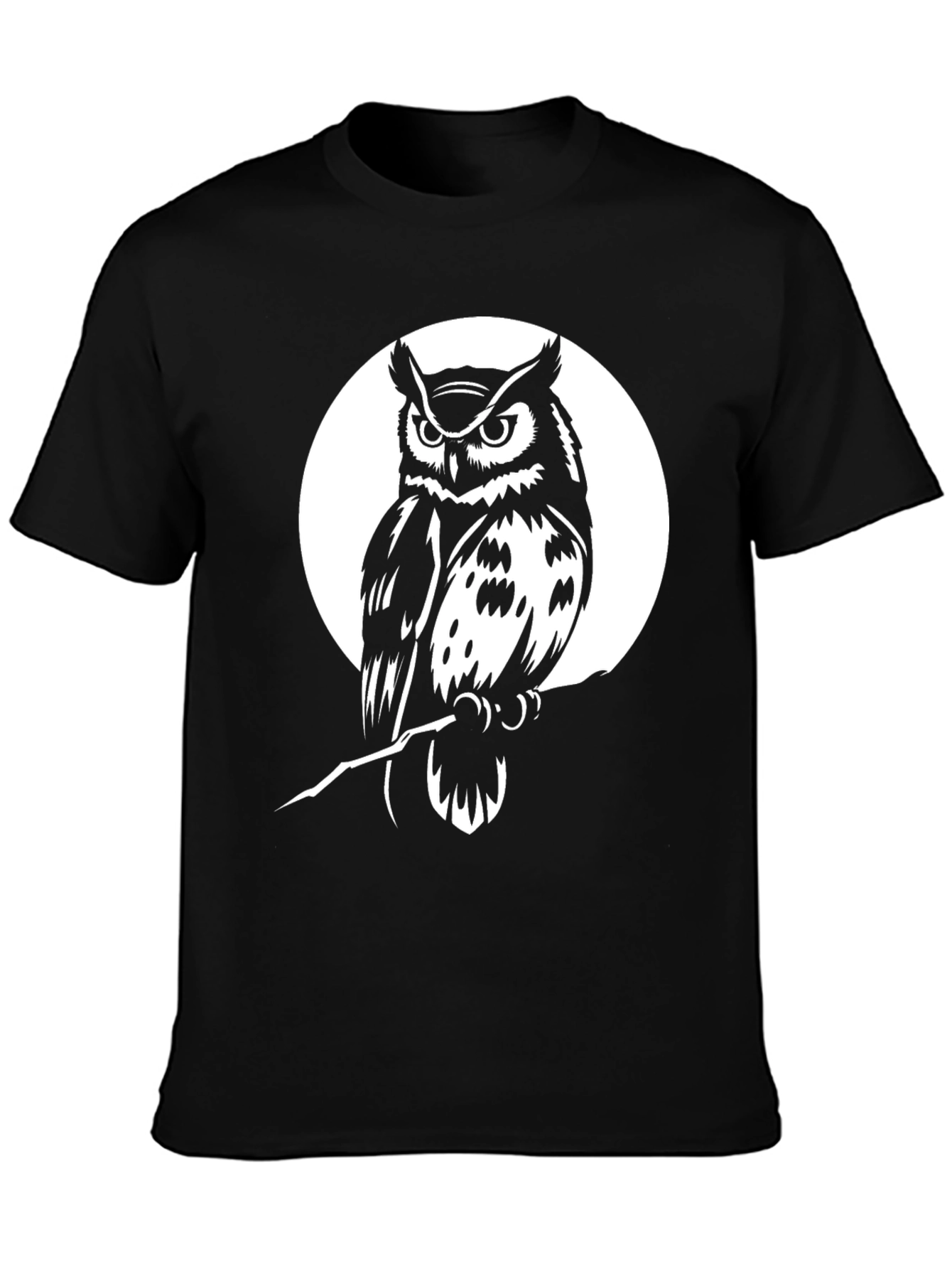 Owl Graphic Tee - Black Cotton Blend T-Shirt