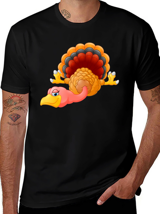 Funny Turkey Cartoon Black T-Shirt