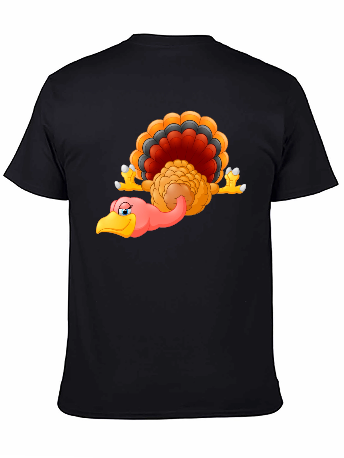 Funny Turkey Cartoon Black T-Shirt